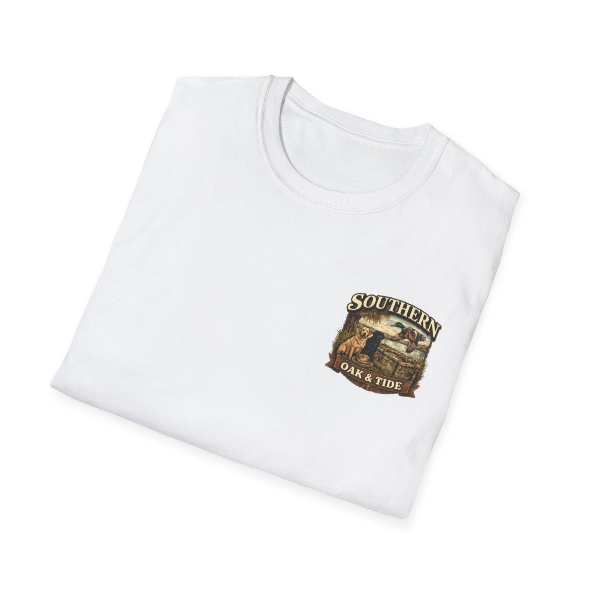 Southern Oak & Tide T-Shirt — Hunting Dogs, Duck & Sunset Graphic Tee