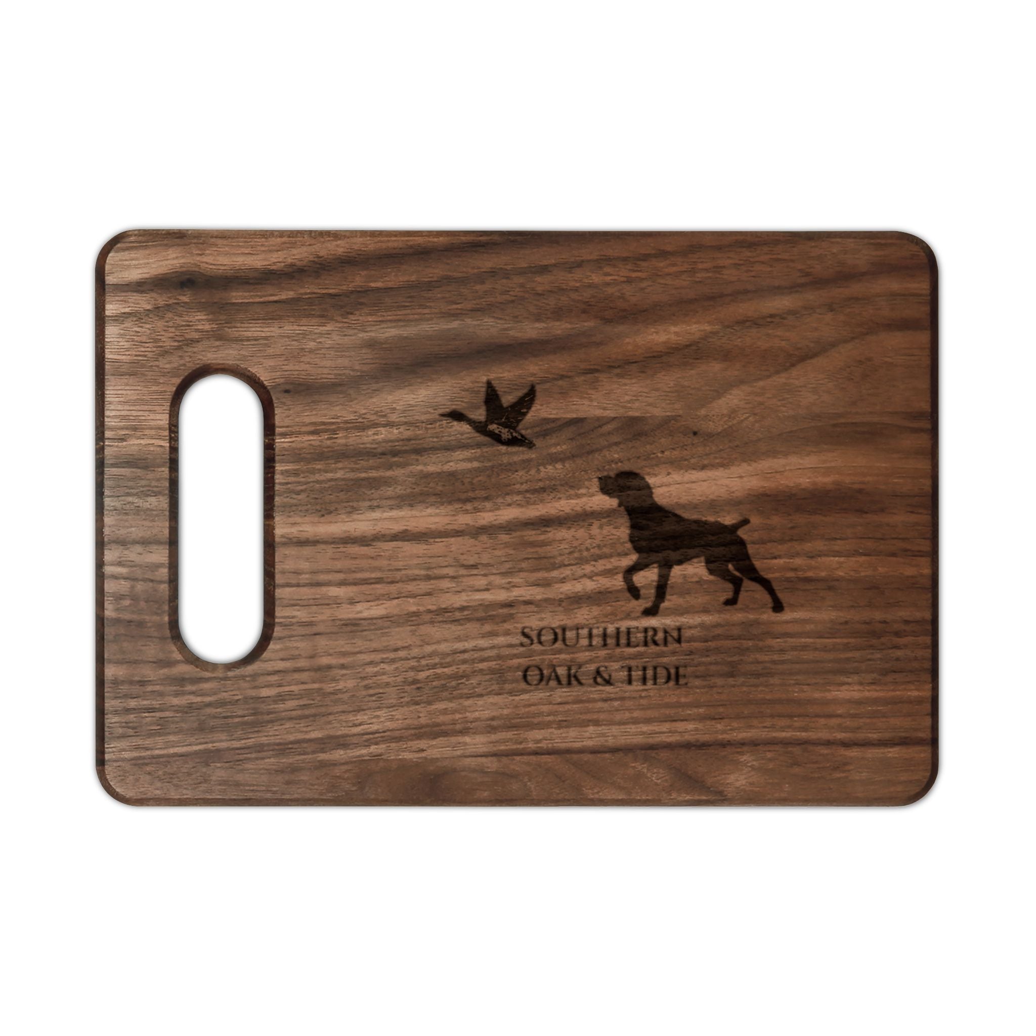 Hunting Dog and Duck Engraved Wooden Cutting Board | Personalized Cutting Board