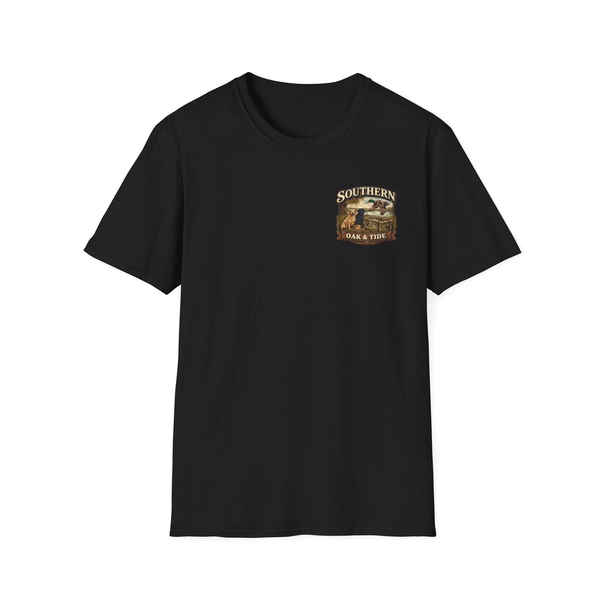 Southern Oak & Tide T-Shirt — Hunting Dogs, Duck & Sunset Graphic Tee