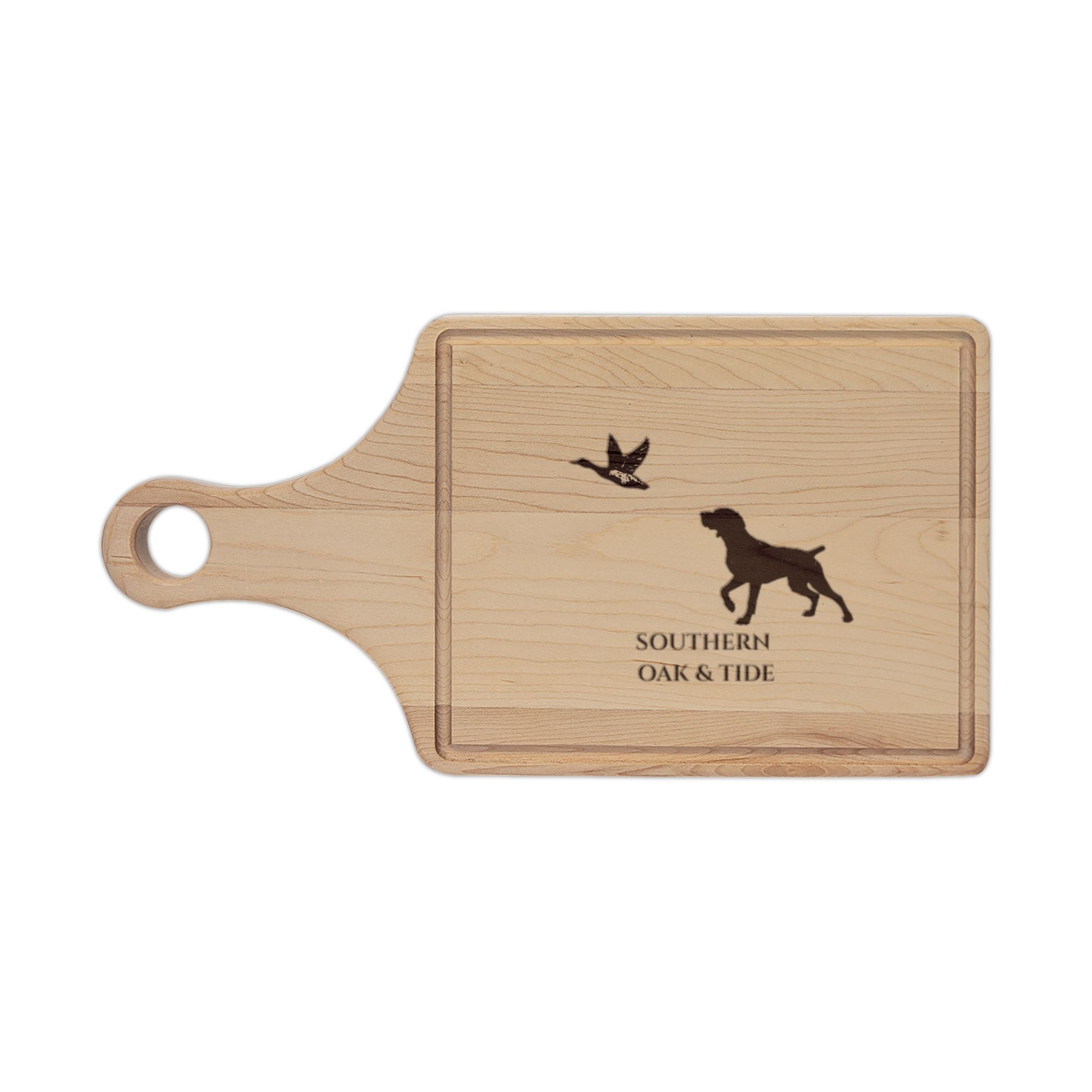 Hunting Dog and Duck Engraved Wooden Cutting Board | Personalized Cutting Board
