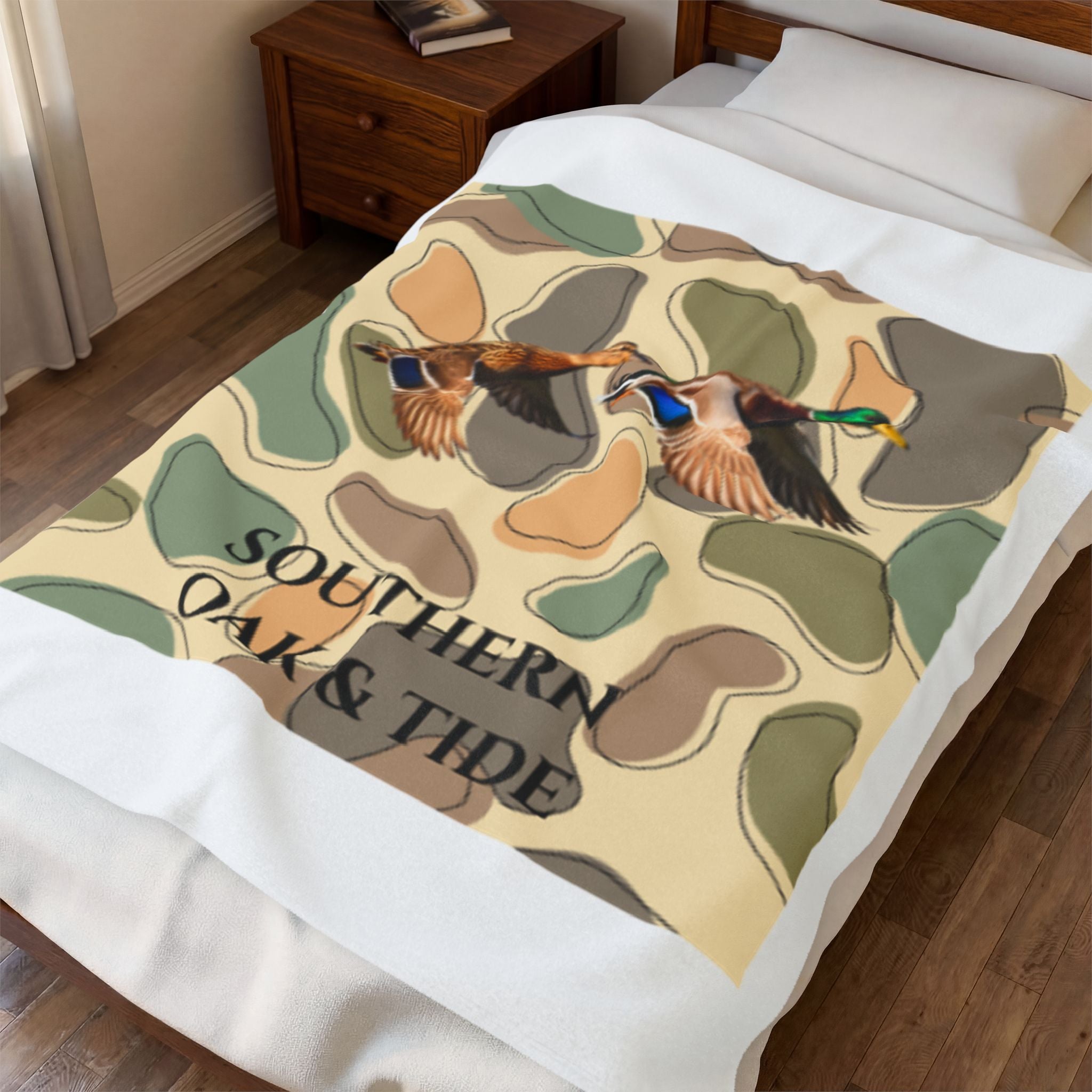 Mallard Ducks Camouflage Velveteen Plush Blanket | Southern Oak & Tide