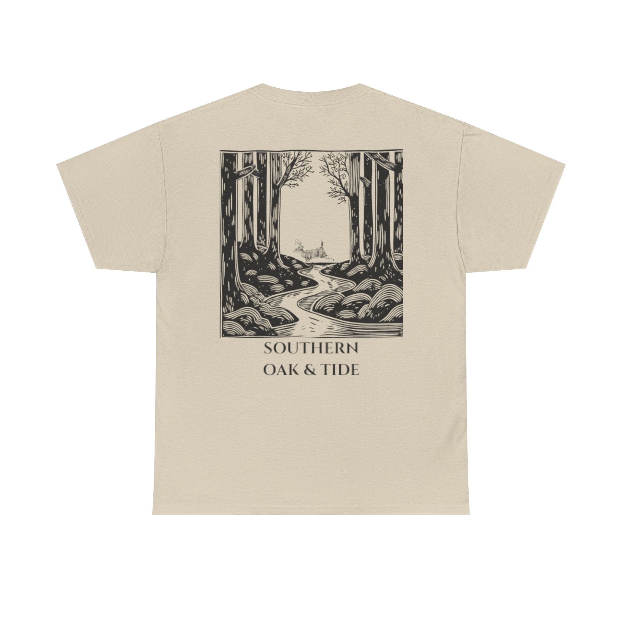 Unisex Heavy Cotton Tee(deer jumping across stream)