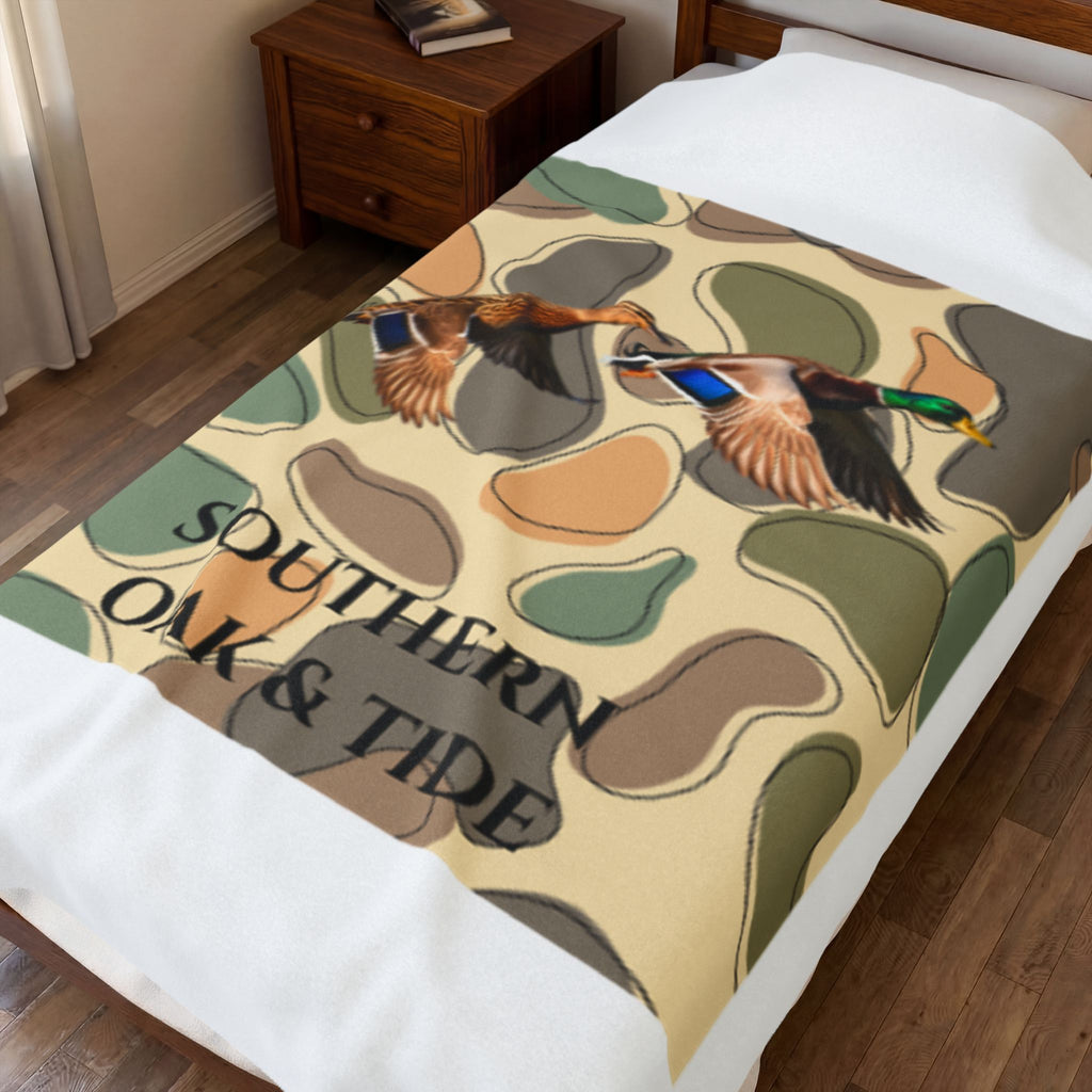 Mallard Ducks Camouflage Velveteen Plush Blanket | Southern Oak & Tide