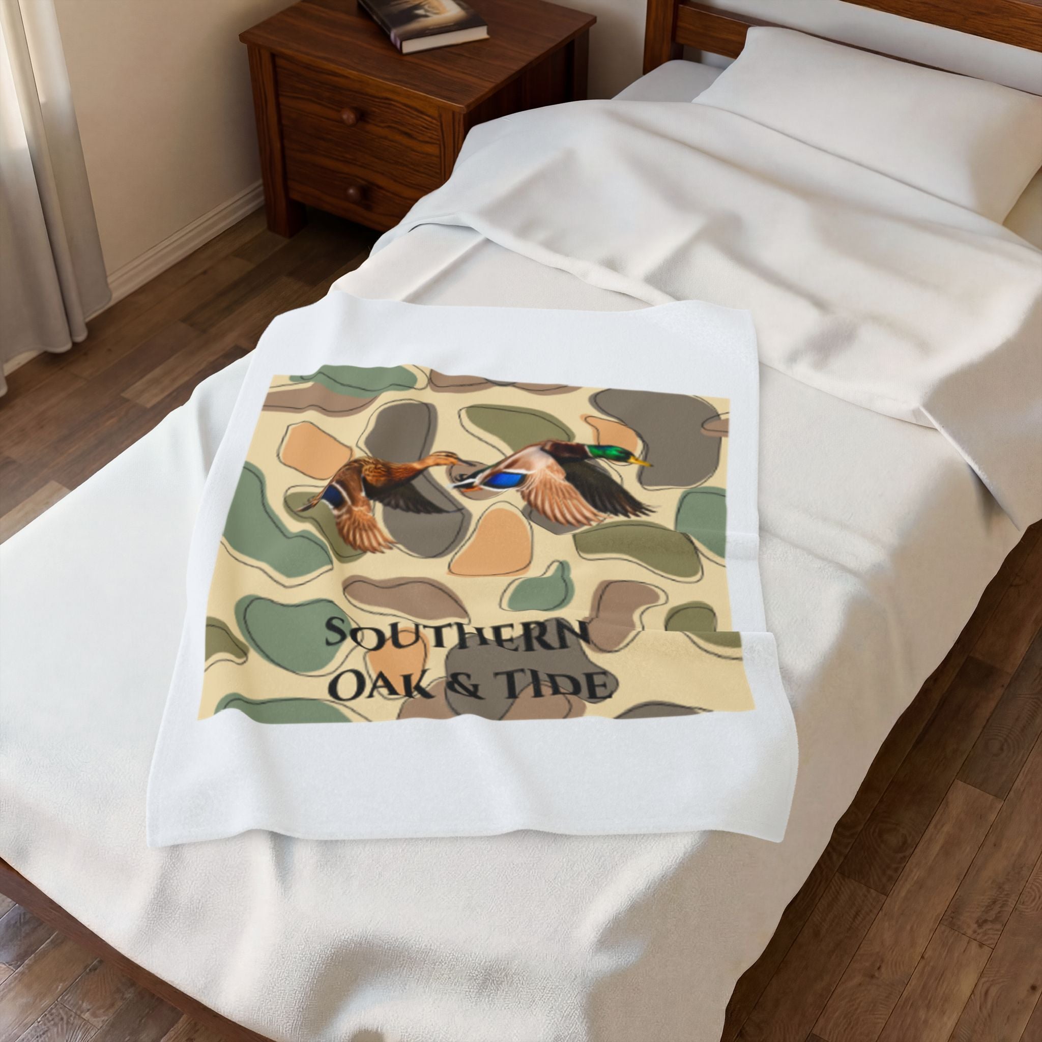 Mallard Ducks Camouflage Velveteen Plush Blanket | Southern Oak & Tide