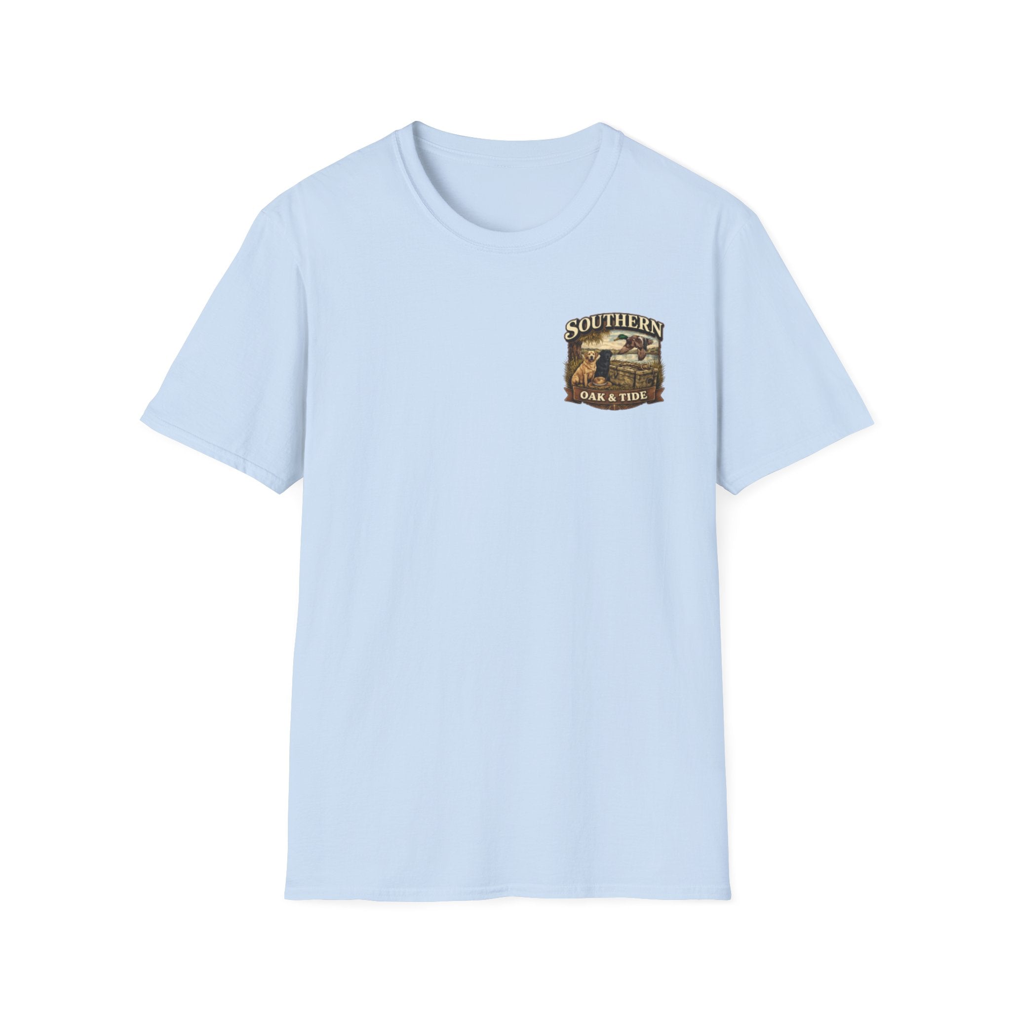 Southern Oak & Tide T-Shirt — Hunting Dogs, Duck & Sunset Graphic Tee