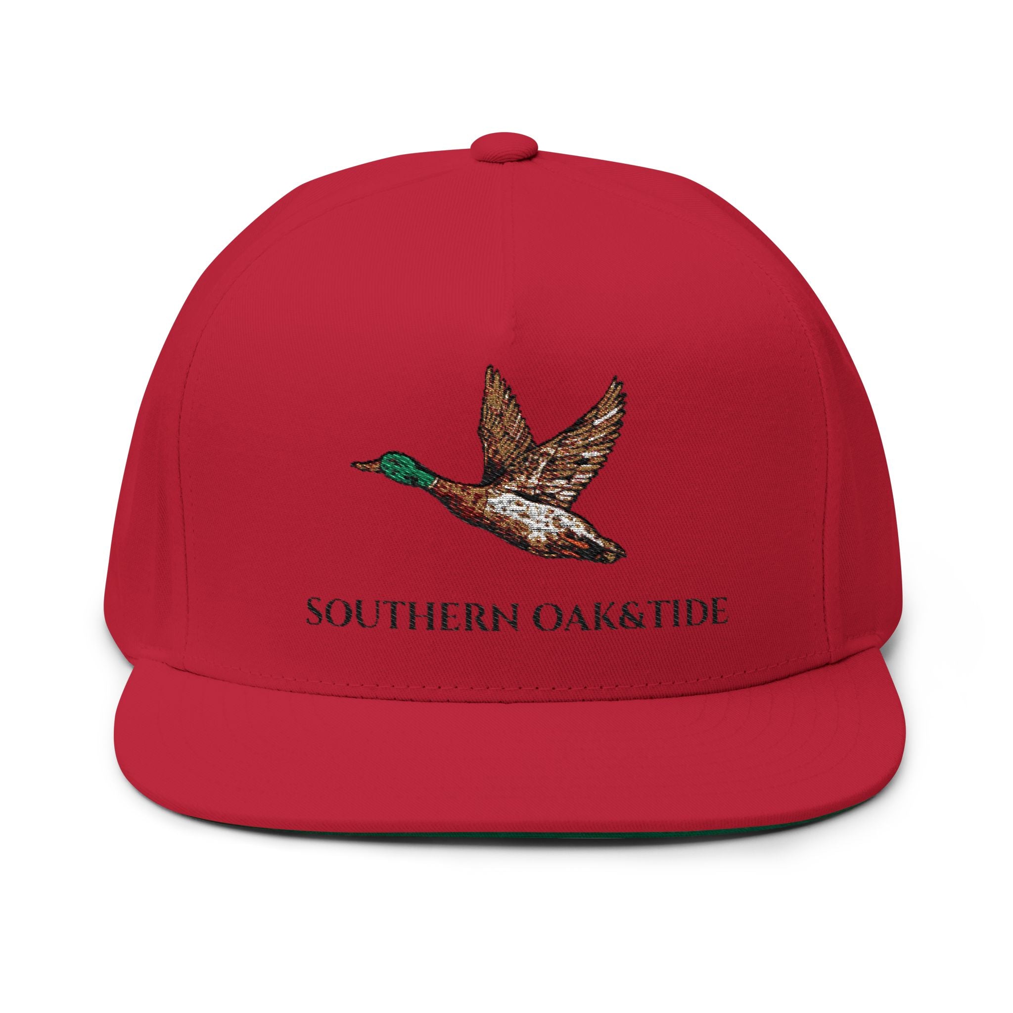 Duck Embroidered Flat Bill Cap — Southern Oak & Tide Logo