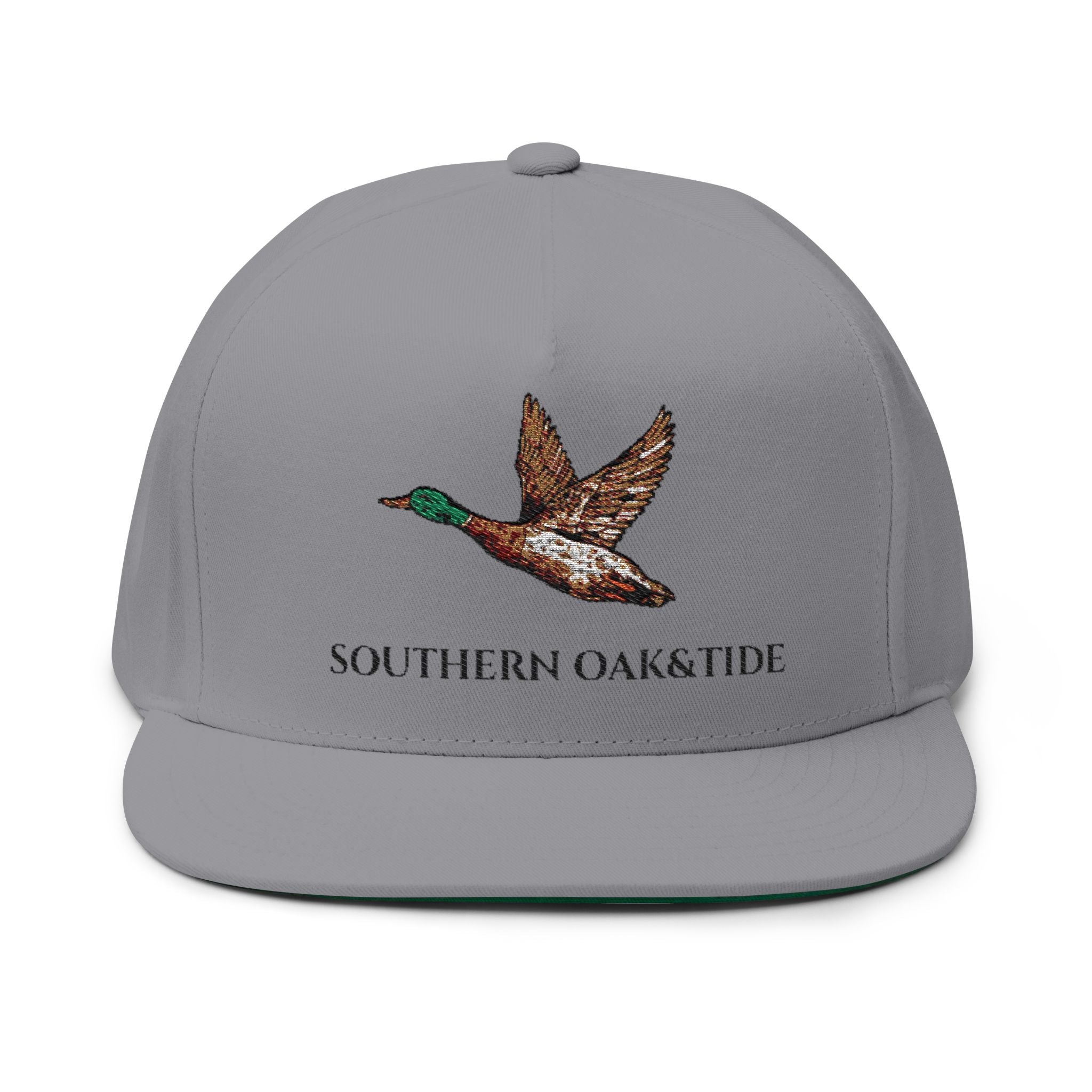 Duck Embroidered Flat Bill Cap — Southern Oak & Tide Logo